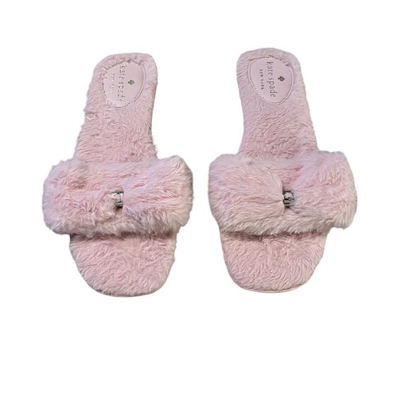 kate spade Shoes - Kate Spade Women’s Pink Fur Slipper Size 8